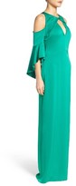 Thumbnail for your product : Shoshanna Women's Ruffle Cold Shoulder Crepe Satin Gown