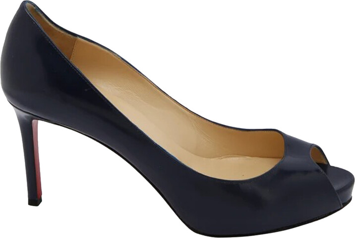 Navy Blue Peep Toe Heels | Shop the world's largest collection of fashion |  ShopStyle