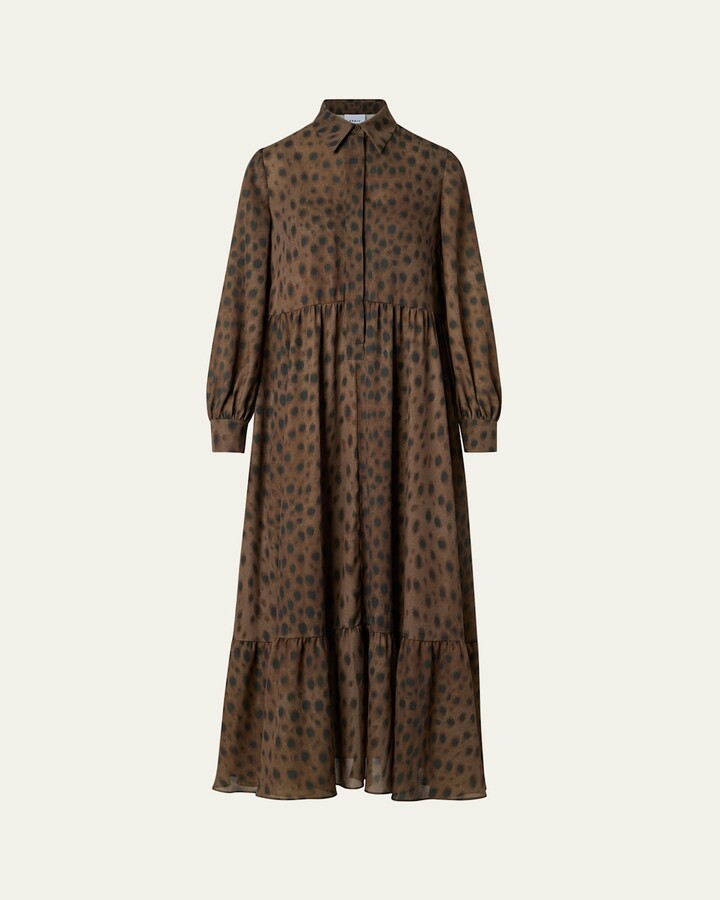 Akris Punto Leopard-Print Viscose Georgette Midi Shirtdress