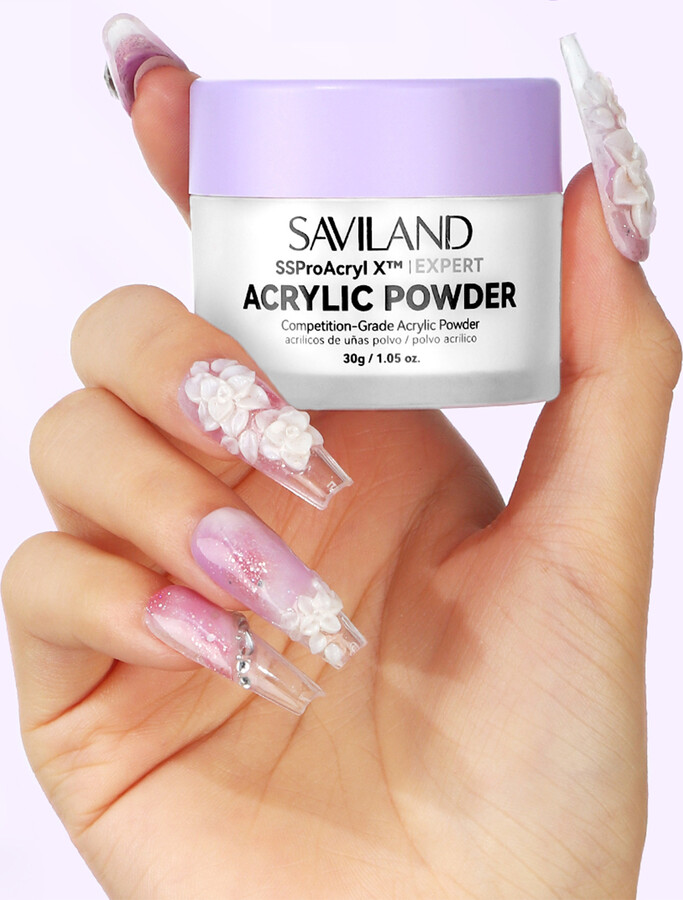SAVILAND Ultra Smooth Clear Acrylic Powder Keratin Professional Formula for 3D Carving Nail Extension Salon Studio Use
