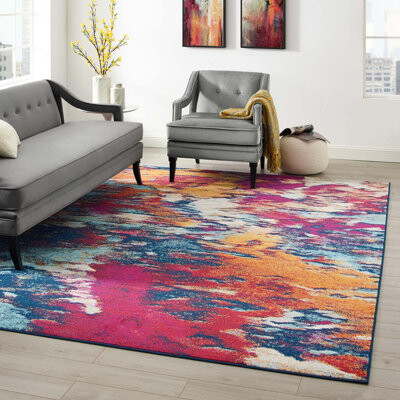 Modway Entourage Foliage Contemporary Modern Abstract Area Rug
