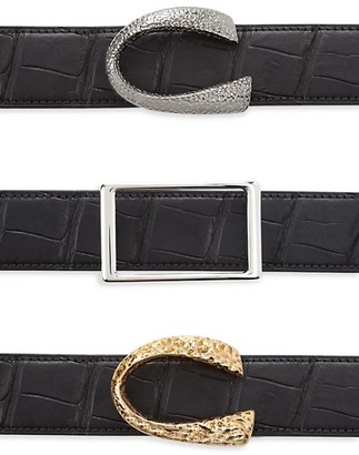 Corthay Patent Crocodile, Python, French Calf, Suede and Patent leather Belt Strap