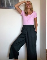 Thumbnail for your product : Monki Vilja organic cotton wide leg trousers in black