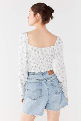 Urban Outfitters Bouquet Square-Neck Smocked Top