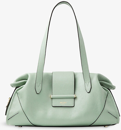 Jimmy Choo Womens Verde/Shiny Gold Bar Holdall Medium Leather Shoulder Bag 1 Size