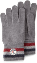 Thumbnail for your product : Moncler Striped Logo Cashmere Gloves, Gray