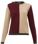 Thumbnail for your product : Ganni Crystal-button Block-colour Cashmere Sweater - Burgundy Multi
