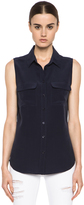 Thumbnail for your product : Equipment Slim Signature Silk Blouse in Klein Blue & Black