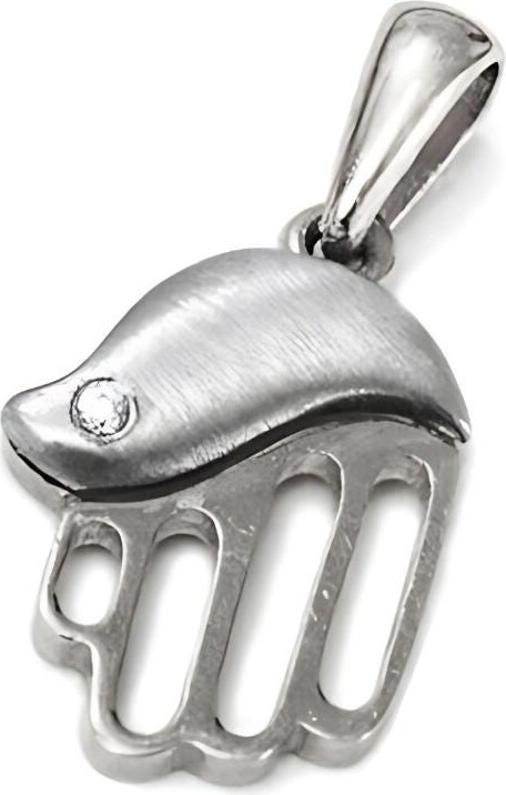 Etsy Hamsa Dove Of Peace 14K Brushed White Gold Pendant With Diamond Unique Pendant Hand Diamond