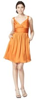 Thumbnail for your product : TEVOLIOTM  Women's Satin V-Neck Dress with Removable Flower - Limited Availability Colors