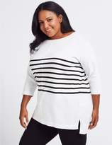 Thumbnail for your product : Marks and Spencer CURVE Pure Cotton Striped Longline Jumper