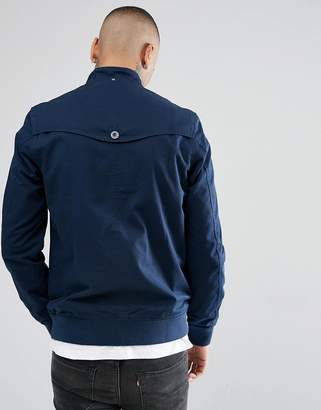 Pretty Green Cotton Harrington Jacket With Printed Paisley Lining In Navy