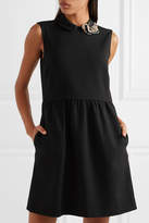 Thumbnail for your product : RED Valentino Embellished Crepe Mini Dress - Black