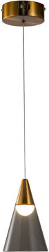 1-Light Antique Gold LED Pendant With A Smoke Acrylic Shade