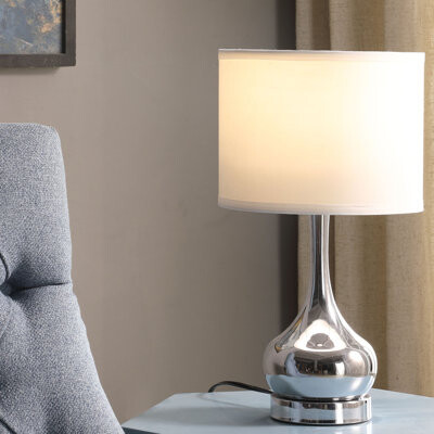 George Oliver Stylish On/off Cord Switch Silver Metal Mid-century Table Lamp For Home Décor
