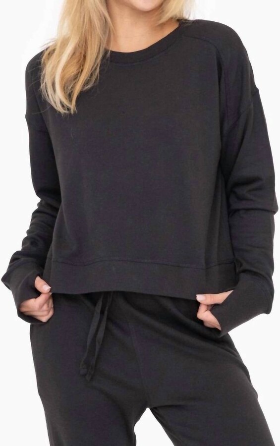 Mono B Women's Lisa Crewneck Top In Black