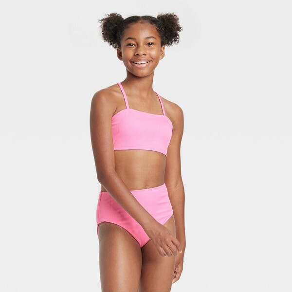 Girls' Straw Fruit Snack Bandeau Bralette Swimsuit Top - art class™ Berry  Pink - ShopStyle