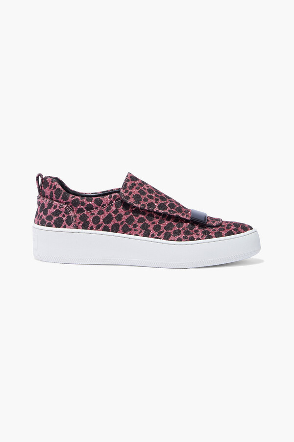 leopard platform slip on sneakers