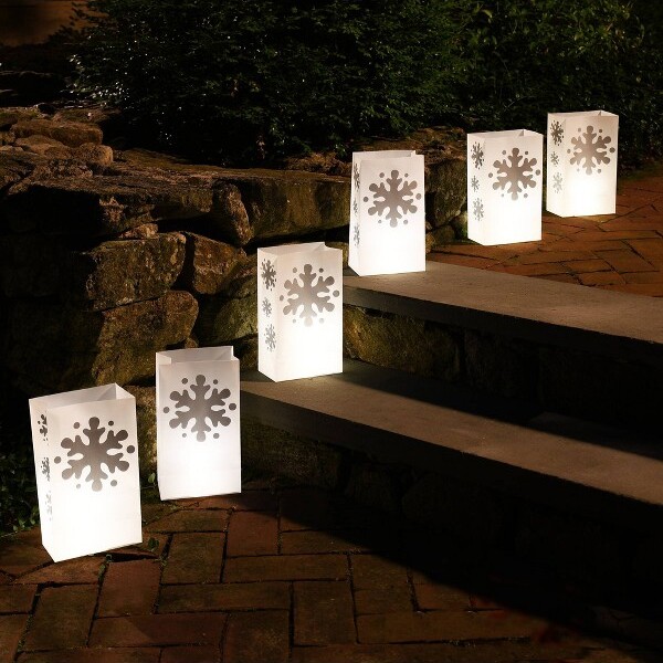 LumaBase Lumabase12ctBatteryOperatedLEDLuminariaKitSnowflake