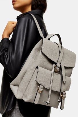 Topshop Womens Brit Grey Pu Backpack - Grey