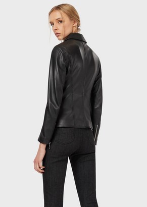 Emporio Armani Semi-Aniline Lambskin Nappa Leather Jacket With Studs