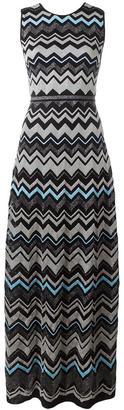 M Missoni zig-zag pattern long dress - women - Cotton/Polyamide/Polyester/Metallic Fibre - 46