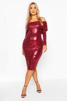 Thumbnail for your product : boohoo Plus Metallic Off The Shoulder Midi dress