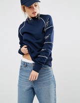 Thumbnail for your product : Reebok Classics High Neck Sweatshirt With Vector Print In Navy