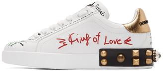 Dolce & Gabbana White Heart Graffiti Sneakers