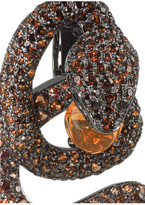 Thumbnail for your product : Lydia Courteille Snake 18-karat blackened gold multi-stone earrings