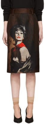 Prada Brown Mikado Girl Poster Skirt