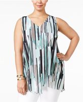 Thumbnail for your product : Alfani Plus Size Printed Handkerchief-Hem Top, Created for Macy's