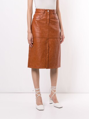 MSGM Faux Leather Midi-Skirt