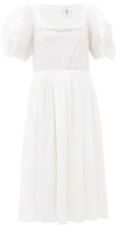 Thumbnail for your product : Horror Vacui Laura Scalloped Cotton Midi Dress - White