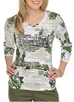 Thumbnail for your product : Allison Daley Petite Embellished Graphic Print Knit Top