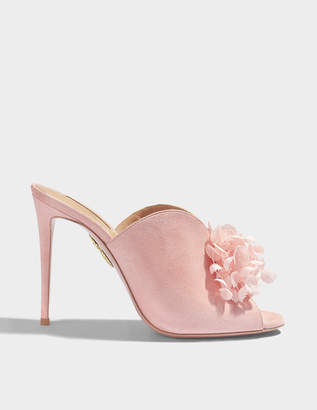 Aquazzura Lily Of The Valley 105 Mule Shoes in Jaipur Pink Suede