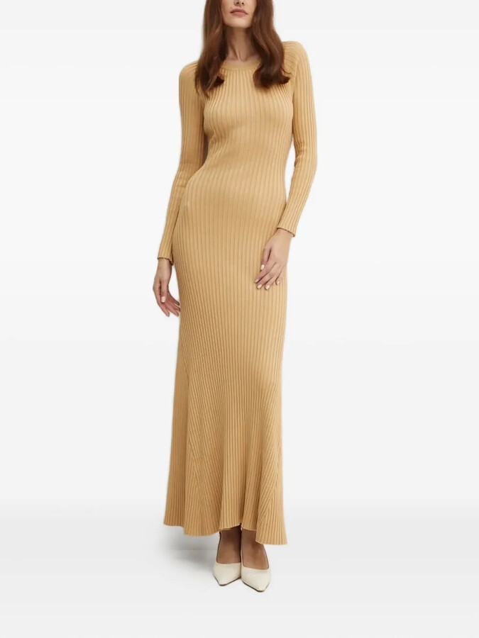 Bardot Ribbed Open-Back Maxi Dress