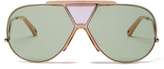 Thumbnail for your product : Chloé Alpina Aviator Metal Sunglasses - Womens - Green