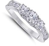 Thumbnail for your product : Chanel Forever Collection Women's Jewelry 14k White Gold Plated Alloy Highest Quality 1.00CT Round Cut Three-Stone Created Multicolor CZ Ring with set Side Stones Wedding Band Engagement Ring Free Sizes 4 to 11