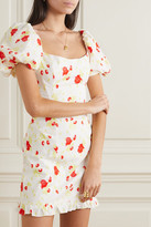 Thumbnail for your product : De La Vali Koko Floral-print Cotton-blend Poplin Mini Dress - White