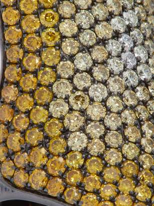 Lynn Ban - Rhodium Plated Silver Diamond Pave Ring - Womens - Yellow