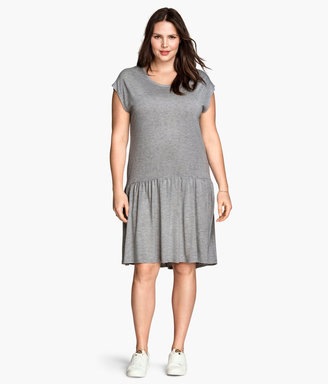 H&M H&M+ Dress with Gathers - Gray - Ladies