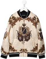 Thumbnail for your product : Dolce & Gabbana Children Baroque Print Bomber Jacket