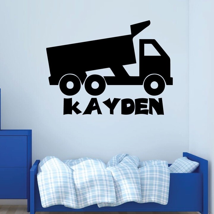 Etsy Boy's Custom Name Dump Truck Wall Decal - Personalized Vinyl Decor For Bedroom, Playroom Or Children's Room Black, Blue, Red, Green