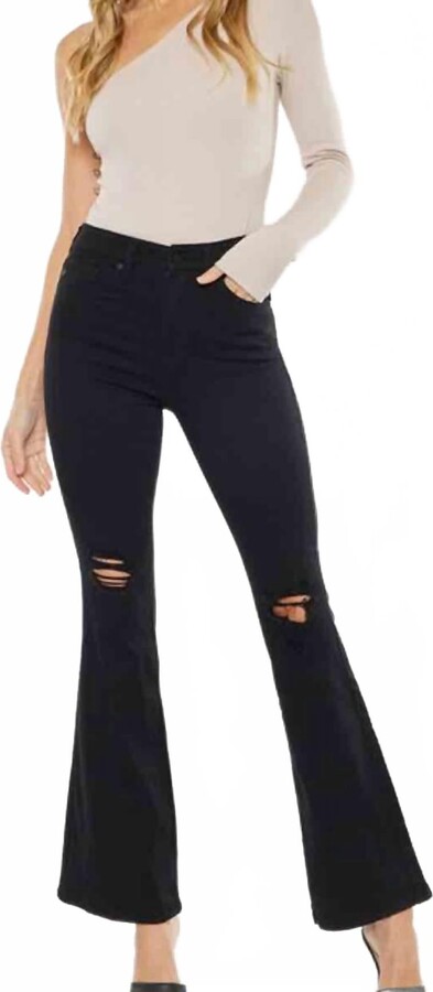 Kancan Crystal High Rise Petite Bootcut Jeans In Black