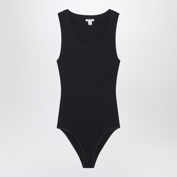 Alaia Black Ribbed Knit Bodysuit
