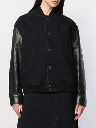 Givenchy leather sleeve bomber jacket
