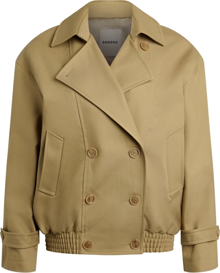 Sandro Cotton Oversized Short Trench Coat