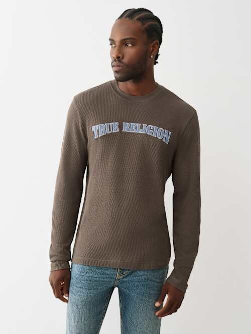 True Religion Denim Logo Long Sleeve Thermal Shirt T-Shirt