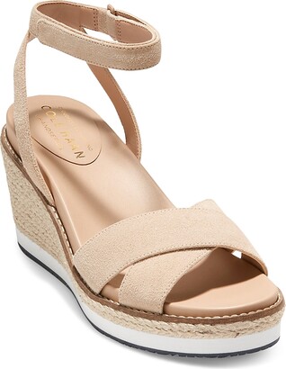 Cole Haan Cloudfeel Womens Espadrille Wedge Sandals 11B Tan Suede Open-Toe  Jute